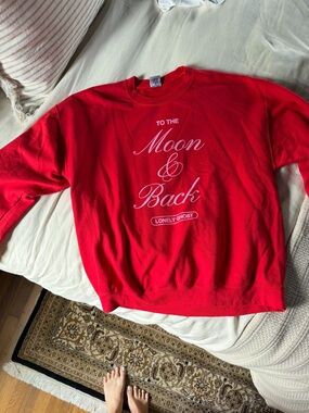 LONELY GHOST Red 'Moon & Back' Crewneck Sweatshirt